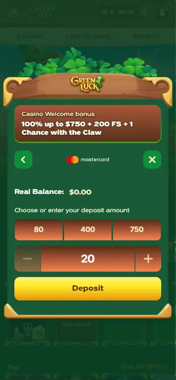 Deposit method selection for funding Fist of Destruction sessions